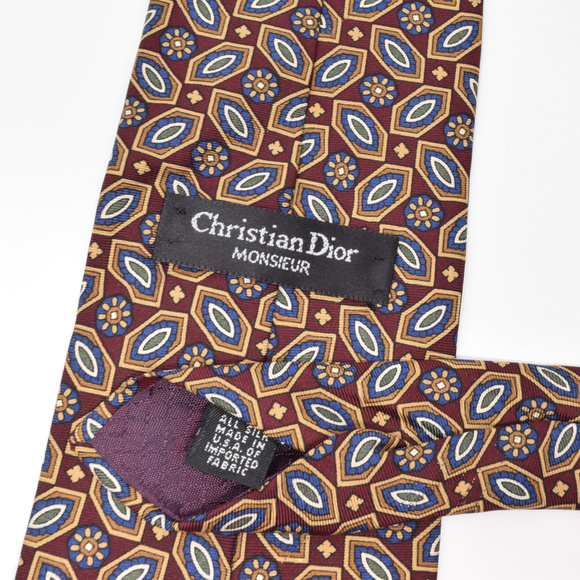 Christian Dior Monsieur Silk Neck Tie Red Professional Work Gala Interview Vtg - Picture 7 of 8